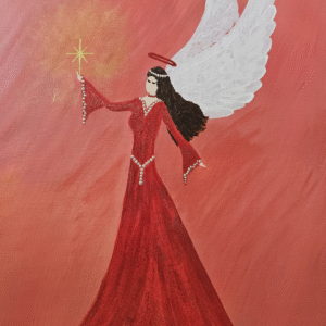 Radiant Red Angel with Star Light