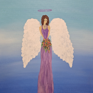 Purple Angel Holding Spring Florals