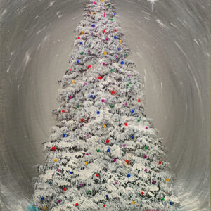 Magical Snowy Christmas Tree with Bunnies