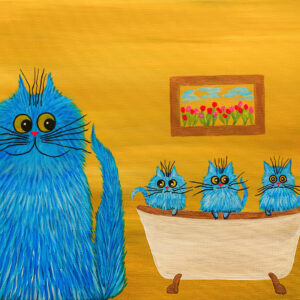 Bathtime Blues: Fluffy Cats in the Tub
