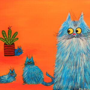 Fluffy Blue Cats in a Whimsical World