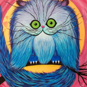 Whiskered Wonder – Bright Blue Fantasy Cat
