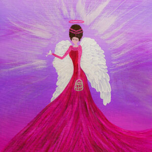Glittering Angel of Gentle Release - Purple & Pink Fantasy Art